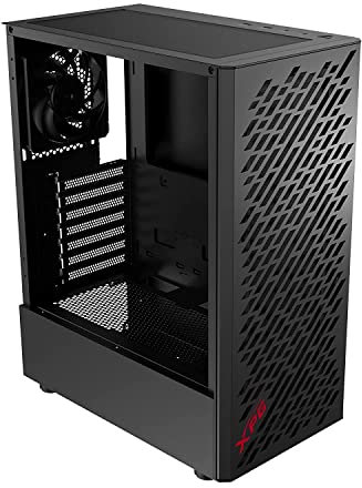 XPG Valor Air - Caja compacta para PC ATX Midi Tower (Panel Frontal de Malla magnética con diseño de patrón de Tallado aerodinámico, Filtro de Polvo extraíble, Ventiladores de 4 x 120 mm instalados,