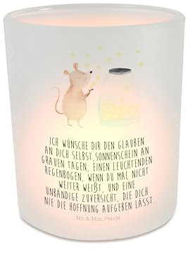 Mr. & Mrs. Panda Deko Windlicht Maus Sterne - Geschenk, Teelichthalter, Kindergeburtstag, Windlicht Glas, lustige Sprüche, Tiermotive, Gute Laune,