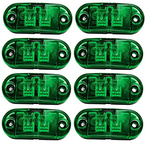 Etomvoop 8 x LED-Seitenmarkierungsleuchten, wasserdichte Blinker, Positions-Seitenleuchten für Anhänger, Van, Wohnwagen, LKW, Boote (Grün)