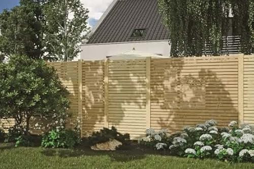 Gartenwelt Riegelsberger Rhombus-Sichtschutzzaun II Gartenzaun Massivholzzaun sibirische Lärche natur Komplettset | 1x Zaunelemente Rhombus II 60x180 cm + 1x Pfosten | Zum Einbetonieren