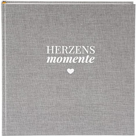 goldbuch 27 616 Fotoalbum Linum 2.0 Foto Album 60 weiße Seiten, Bilderalbum Einband Leinen, buchgebundenes Photoalbum mit Weißprägung, graues Photo Buch, Fotobuch 30 x 31 x 4 cm