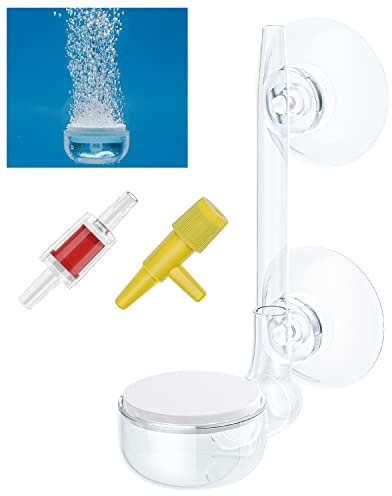 Pawfly Aquarium 2,3 cm Luftsteinscheibe Winziger Mikroblasen-Diffusor-Freigabe-Werkzeugsatz mit Saugnapf-Luftregelventil und Rückschlagventil Zubehör für Nano-Luftpumpen, kleine Eimer und Aquarien