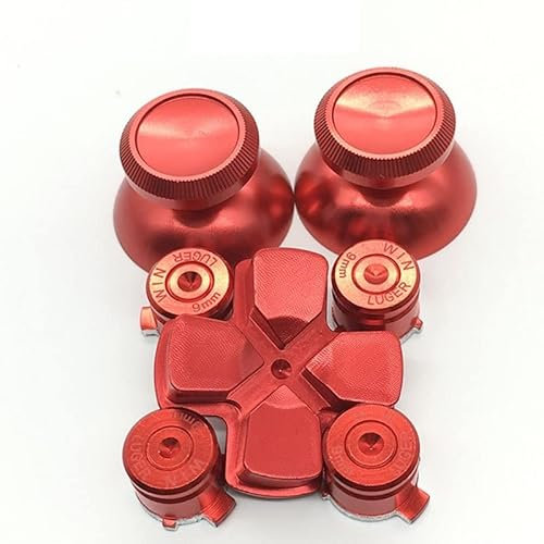YANHAO [Pièces détachées pour Jeux vidéo] for Dualshock 4 PS4 Pro contrôleur Mince bâtons analogiques en métal Rouge Boutons d'action Dpad en Aluminium for Manette PlayStation 4 (Color : Rosso)