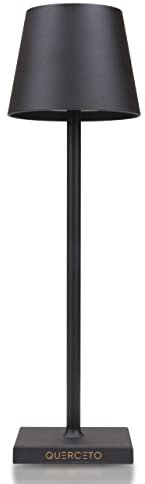 Querceto LED-Tischlampe - Schutzart IP54 - Verwendung im Innen und Außenbereich - Aufladbar Tischleuchte mit Kabelloser Batterie - Steuerung der Lichtleistung - Touchpanel - 11x11x38cm Schwarz