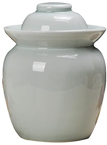 QPZK Kit De Frasco De Fermentación Jarra De Encurtido De Porcelana China Tradicional, Cerámica De Fermentación Kit De Barro con Tapa De Esclusa De Sello De Agua green-4kg