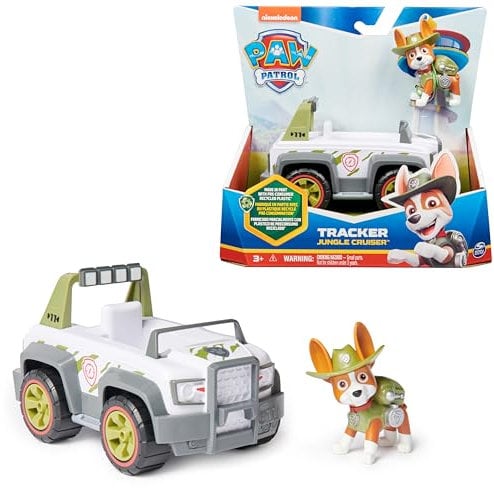 Paw Patrol - Pat Patrouille - Véhicule Figurine Tracker - Voiture Figurine À Collectionner - Pat Patrouille Jouet - Plastique Recyclé - Voiture Enfant - Jouet Enfant 3 Ans Et +