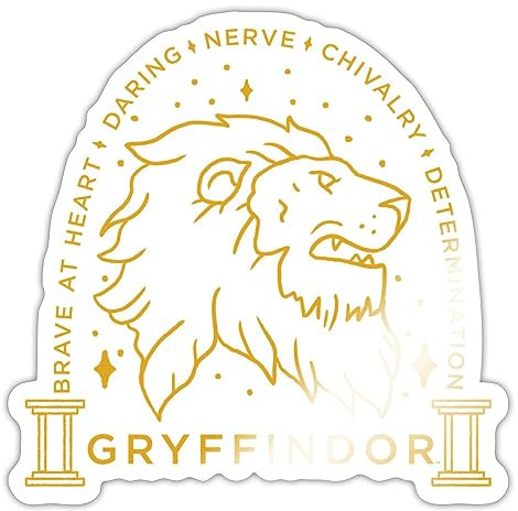 Spreadshirt Harry Potter Gryffindor Löwe Sticker Aufkleber, 10 x 10 cm, Weiß glänzend