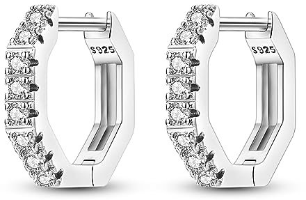 Parmuz Creolen aus Sterlingsilber für Damen, schlichtes Kreuz, kleine kleine Huggie-Manschetten-Creolen, Schmuck Geschenk