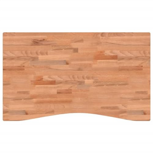 vidaXL Schreibtischplatte, Tischplatte mit 4 abgerundeten Ecken, Arbeitsplatte Platte für Schreibtisch Esstisch, Holzplatte Bürotischplatte, 100x(55-60) x1,5 cm Massivholz Buche