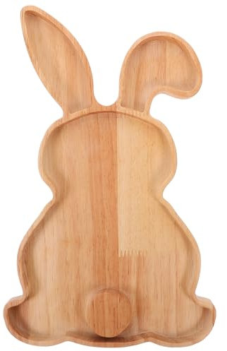 TOVINANNA Serviertablett Holz, 11.2 Hase-Teller aus Holz, Bezauberndes Holztablett Ideal für Snack-Obst-Tablett für Partys, Feiertage, Hasen-Süßigkeitenteller Osterdekorationen
