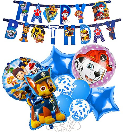 Chukua Paw Geburtstagsdeko Dog Patrol Luftballon Girlande Geburtstag Deko Jungen Mädchen mit Paw Folienballons Chase Marshall Party Balloons Geburtstag Banner für Kindergeburtstag Party Supplies Deko