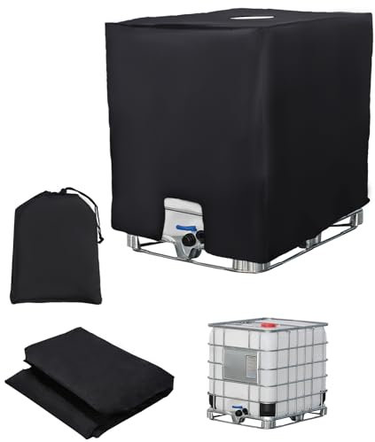 Jissta IBC Tank Abdeckung 1000L, IBC Container Zubehör, Wassertank Abdeckplane, Anti-UV Schutzplane Regwassertank Abdeckung, IBC Wassertank Abdeckung für Wasserfass 1000l, 116 x 100 x 120 cm