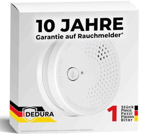 Rauchmelder mit 10 Jahre Garantie BSI Zertifiziert nach DIN EN14604 inkl. 9V Batterie Rauchwarnmelder Brandmelder Feuermelder