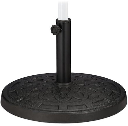 Relaxdays Pied de Parasol, pour Tubes de Parasol de 38-50 mm, D : 50 cm, Balcon, Jardin, Imitation Fonte, Support, Noir