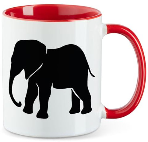 Huuraa Teetasse Elefant Silhouette Geschenk 330ml Rot Elefant Präsent