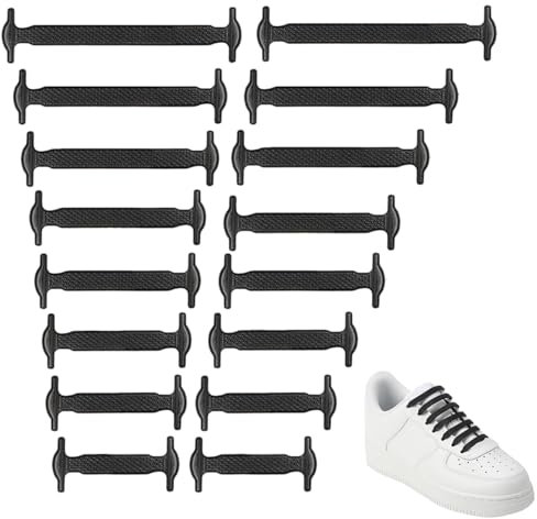 Cordones Elásticos para Zapatillas Deporte, Cordones Goma para Niños y Adultos, Cordones de Silicona Elásticos Sin Necesidad de Atar, Para Zapatillas Deportivas, Zapatos De Lino y Botas, Negro
