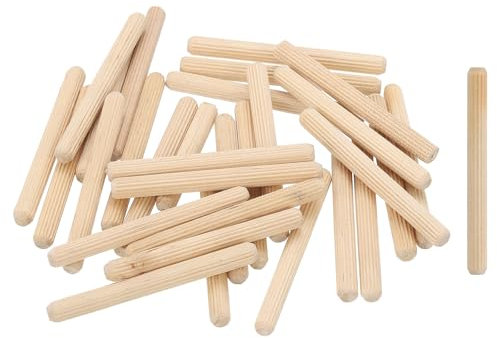 sourcing map Lot de 50 chevilles en bois cannelé avec extrémités biseautées pour meubles, loisirs créatifs - 6 mm x 60 mm