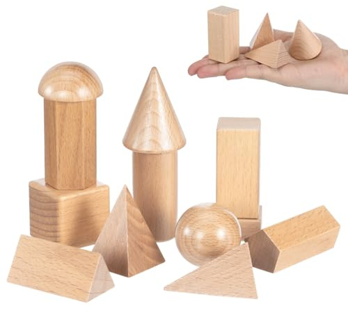UPKOCH Geometrische Körper Aus Holz 3D Form-Matching-Spielzeug Für Kinder Ab 3 Jahre Lernspielzeug Für Grundschule Fördert Hand-Auge-Koordination Logisches Denken Und Eltern-Kind-Interaktion
