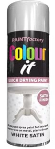 PNJB All Purpose White Satin Finish Spray Paint, Quick Drying, All-Purpose Spray Paint, Surface Matt Finish, Use on Metal Wood & Plastic, 250ML, (1PCS)