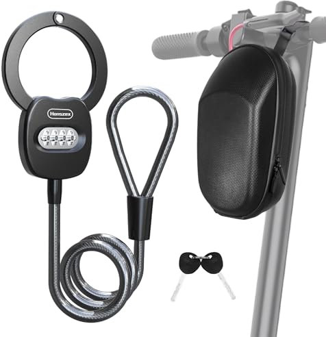Honszex E Scooter Cerradura con bolsa, cerradura para scooter E de 39,37 pulgadas, cerradura de esposas E Scooter, candado de cable de alta seguridad, cerradura de combinación con llave de