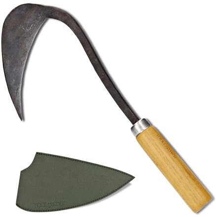 TOOLGATHER Original Homi Hand Hoe - Traditional Handmade Korean Garden Tool for Weeding Digging & Planting with Forged Steel Blade & Chestnut and Acacia Wood Handle