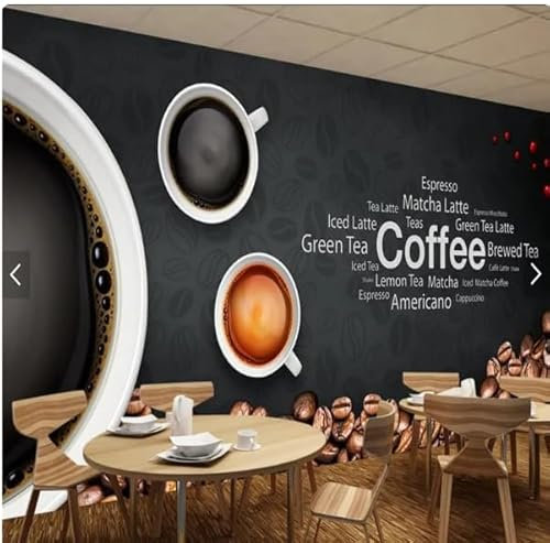 3D-Tapete, Café-Thema, Restaurant, Bar, Hintergrund, Wandgemälde, Tapete, 3D-Dekor, Fototapete, 3D, 350 x 245 cm