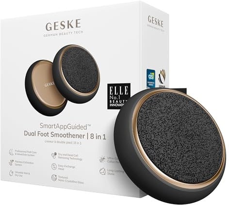 GESKE Dual Foot Smoothener | 8 en 1 | Lima de pies de dos caras | Piedra pómez y vidrio nano-cristalino | Para pies suaves y lisos | Eliminación avanzada de callos y exfoliación