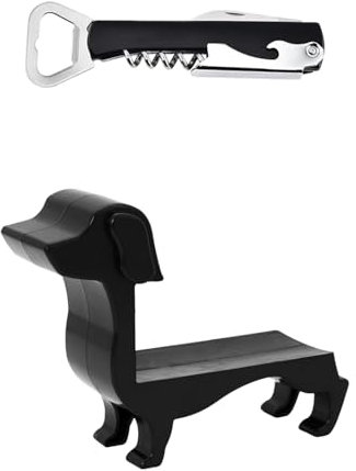 1 Stück Dackel-Weinflaschenregal Und 1 Stück Multifunktionaler Flaschenöffner, Rotwein-Präsentationsregal, Kreatives Weinflaschenregal, Möbeldekorationsornamente