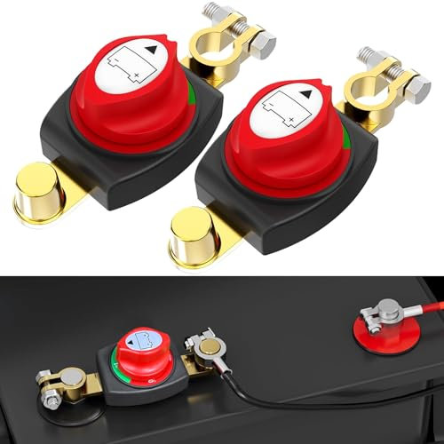 TZEKING 2 Stück Batteriehauptschalter,Auto Batterie Trennschalter 12V-48V,Trennschalter Wasserdicht,Batterieschalter,Batterietrennschalter Akku,Batterie Hauptschalter für Auto Motorrad Marine