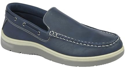 Charles Southwell Men's Wide Fit Faux Leather Touch & Close Slip On Or Lace Up Casual Lightweight Comfort Boat Deck Shoes