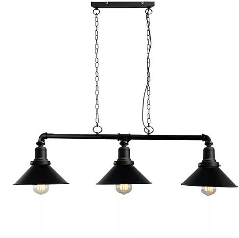 TAIYUESHAN Billardtisch hellschwarz, Billardtischlicht für 7 Fuß/8 Fuß Billardtische, hängende Billardbeleuchtung mit 3 Metalllampentönen für Billard -Zimmer, Restaurant, Bar, Café