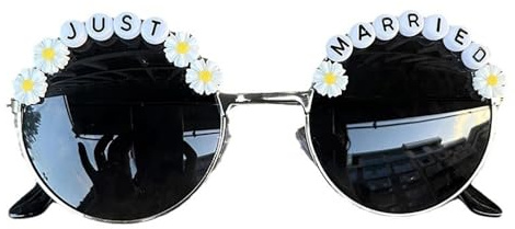 Rockreyoa Vintage Sonnenbrillen Herzform Braut-Sonnenbrillen Heart Shaped Brille Braut Heart Glasses Damen Herzförmige Herzen Sunglasses Party Brillen für Hochzeit Party 17#Schwarz just married