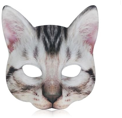 Cosysparks Katzenmaske Damen Cosplay Kostüm für Frauen, realistische Katze Tier Maske EVA Maske für Fancy Kleid Ball Karneval Halloween Tier Thema Party