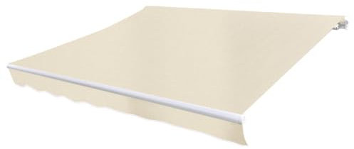 HUAKEHOM Markisenbespannung Wasserabweisend Markisestoff Markisentuch Ersatzstoff mit Volant Markisevolant für Markise Canvas Creme 6x3 m (ohne Rahmen)