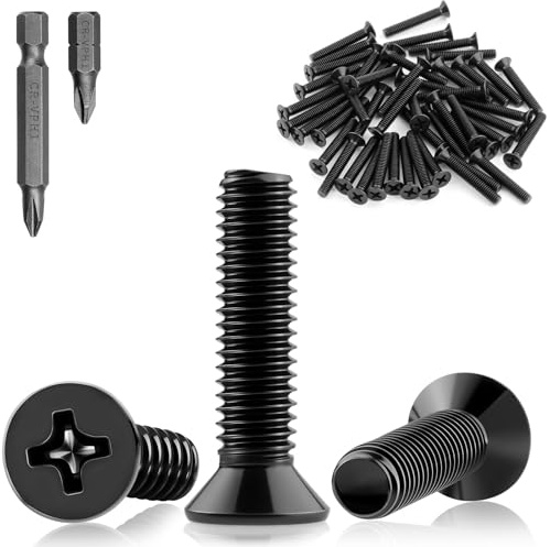 Mbsomnus M6x16mm Senkkopfschrauben M6 Schrauben Kreuzschlitz 30 Stück | Schwarz Kohlenstoffstahl, Maschinenschrauben, Vollgewinde, Flachkopfschrauben, für Türen, Fenster, Tische, Stühle