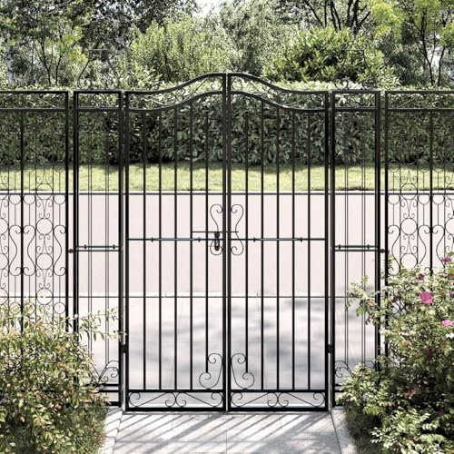 Juroupi Garden Gate Black 121x8x150 cm Wrought Iron,Gate Garden Gate,Garden Entrance Security Gate,Garden Fence Gate-363432