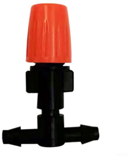 Gdfnmogo Set di 50 irrigatori regolabili per irrigazione a goccia, ugelli nebulizzatori con giunti a T, collegamento tubo da 4 mm, portata 2-2,5 l/ora per giardino (50 pezzi)