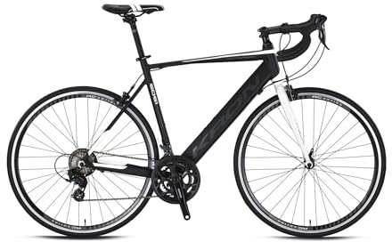 LUCHS Rennrad KRON 28 Zoll 56cm Rahmenhöhe RC1000 Rennrad Alu Rahmen Fahrrad 14 Gang, Kettenschaltung, ALU Rahmen 14-Gang Körpergröße 175-185cm 56cm Rahmen (Weiß)