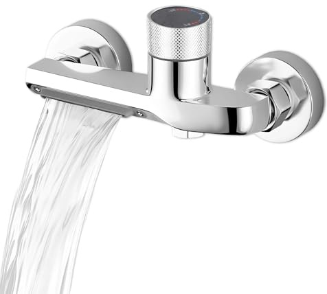 AMONENZ Grifo Bañera, Plata Doble Función Grifo Ducha Termostatico con Perilla Antideslizante, Aleación de Cobre Grifos de Ducha, para Duchas de Pared, Dormitorios y Hoteles