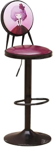 DZYHFCO Barhocker, runder Armlehnstuhl aus PU-Leder, höhenverstellbar, Chrom-Fußstütze, stabiler Metallrahmen (B)