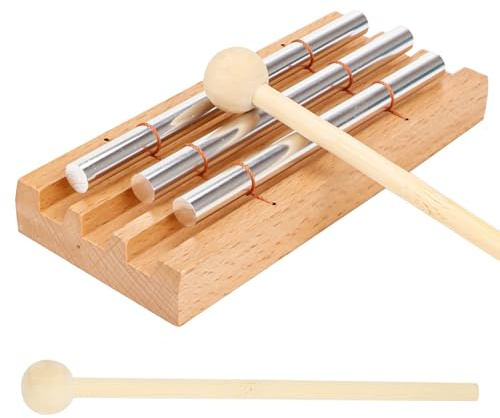 Bohrma Chime Energy Chime 3 Ton Klangstab mit Holzschlägel - Holzpercussion Chime Klangstab Holz Instrument für Musikalische Früherziehung,Chime Glockenspiel Geschenk, Gebet, Yoga, Meditation