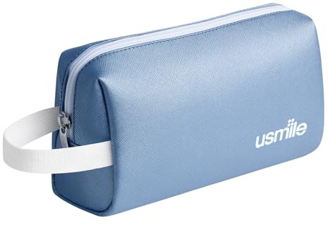 Usmile Reise-Kulturbeutel für elektrische Zahnbürste & Munddusche – Wasserabweisender Dopp Kit aus PU-Leder, zum Aufhängen, ideal für Reisen, Schule, Fitnessstudio(Blau)