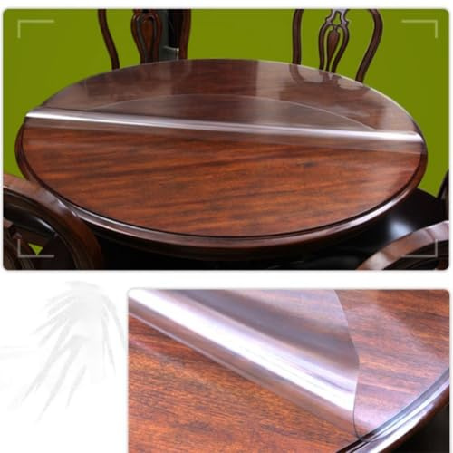 Runde Tischdecke, transparent, PVC, 1 5 mm, transparent, wasserdicht, ölbeständig, hitzebeständig, Abdeckung zum Schutz von Esstischen und Küchentischen