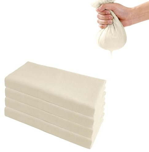 SZWLJ 4 piezas de paño filtrante de 50x50 cm y 100 mallas | Ideal con cuajo para hacer queso y como colador de tela para cocinar, hornear, filtrar y reutilizar.
