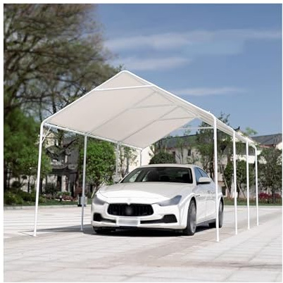 Robustes Carport-Überdachungssystem Mit Stahlrahmen, Wasserabweisendes Garagenzelt Für Traktor, Wohnmobil Und SUV(10x9.8)