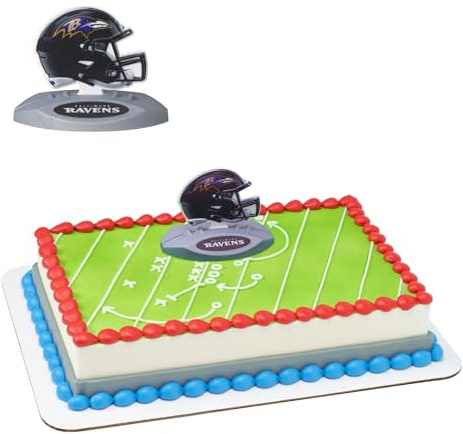 NFL Baltimore Ravens Football Helmet Cake Topper | Party Decoration | Officially licensed team logo, food safe, game day and tailgate ready to use, 3D helmet shaped, reusable