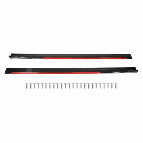 Splitter per minigonne laterali universali per carrozzeria, 8 pezzi, aletta per lo stile sportivo e kit di finiture per diffusore - Nero brillante con accenti rossi