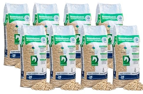 Allspan German Horse Pellets Pferdeeinstreu Holzpellets für Pferde 8x 14 kg | Weichholz, staubarm, keimfrei, extrem saugfähig, Geruchsbindung, Allergiker, geringes Mistaufkommen, kompostierbar