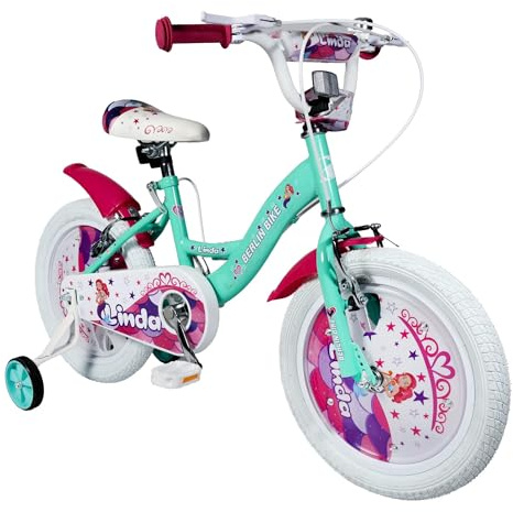 BERLIN BIKE Kinderfahrrad 16 Zoll mit Stützrädern, V Brake Bremsen und Klingel, Kinder Fahrrad für Mädchen 4 bis 7 Jahre, mit Schutzblech vorne und hinten