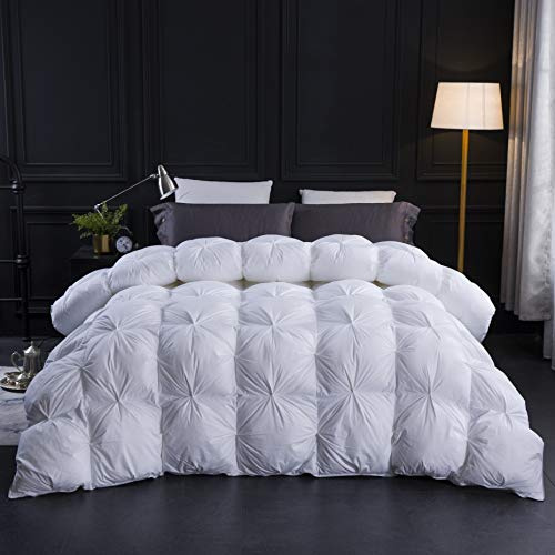 Three Geese Bettdecke für Doppelbett, 7,5 Tog, Gänsefeder-Daunendecke, ideal für Frühling und Sommer, Bezug aus 100 % Bio-Baumwolle, Doppelbettdecke (weiß)